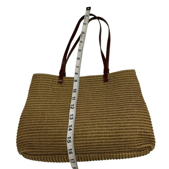Carmen Raffia Basket Bag Tight weave Leather Straps - Picture 7 of 12